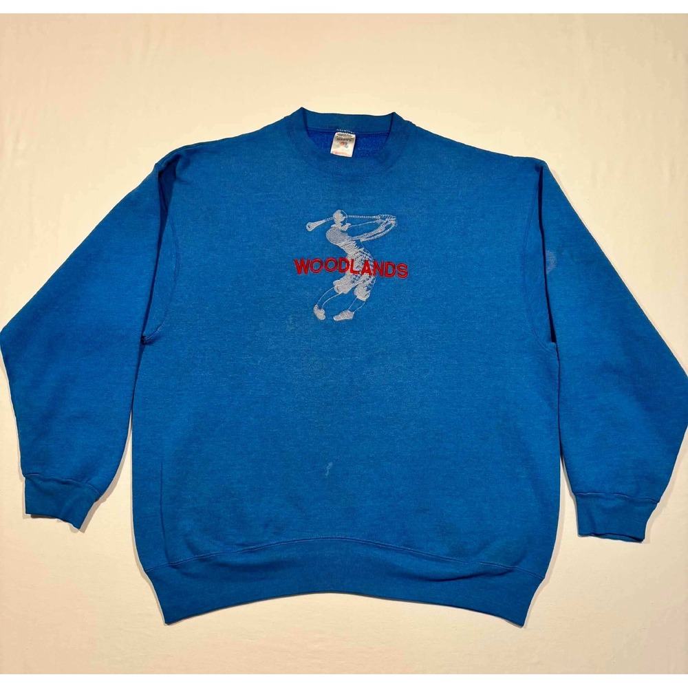 Vintage Fruit of the Loom Woodlands Golf Sweatshirt Blue Mens XXL Embroideredu